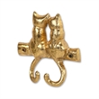 Pecara Cat Pairing Romantic Cast Iron Wall Hook - Gold