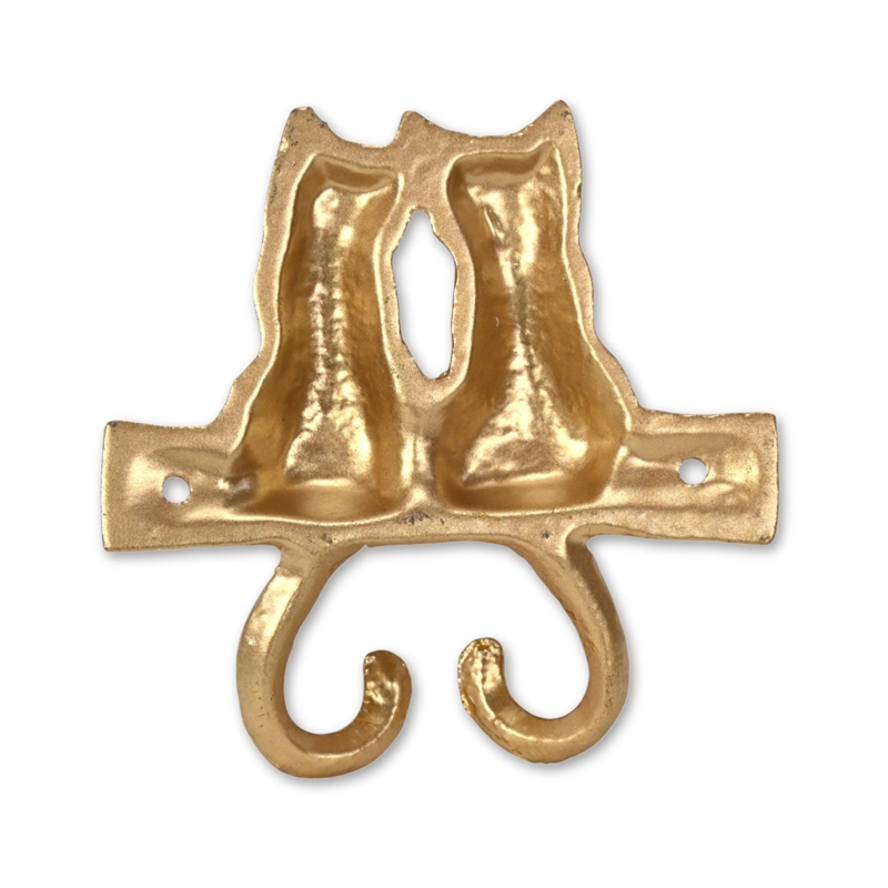 Pecara Cat Pairing Romantic Cast Iron Wall Hook - Gold