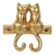 Pecara Cat Pairing Romantic Cast Iron Wall Hook - Gold