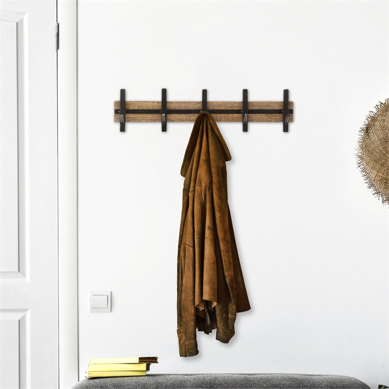 Orionis 5 Hook Modern Coat Rack - Brown