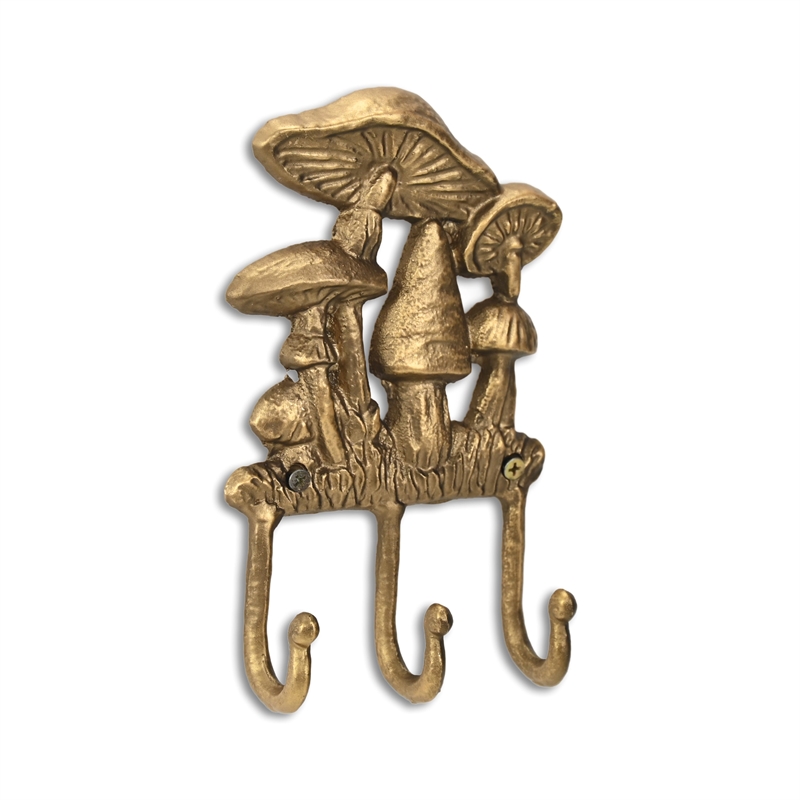 Mythra Golden Mushroom Medley Cast Iron 3 Prong Wall Hook