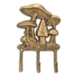Mythra Golden Mushroom Medley Cast Iron 3 Prong Wall Hook