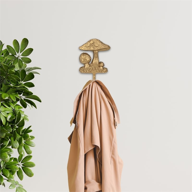 Mythra Golden Mushroom Medley Cast Iron Wall Hook