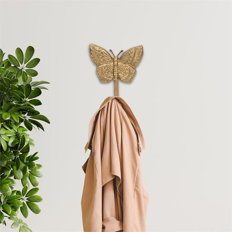 Mythra Golden Butterfly Cast Iron Wall Hook