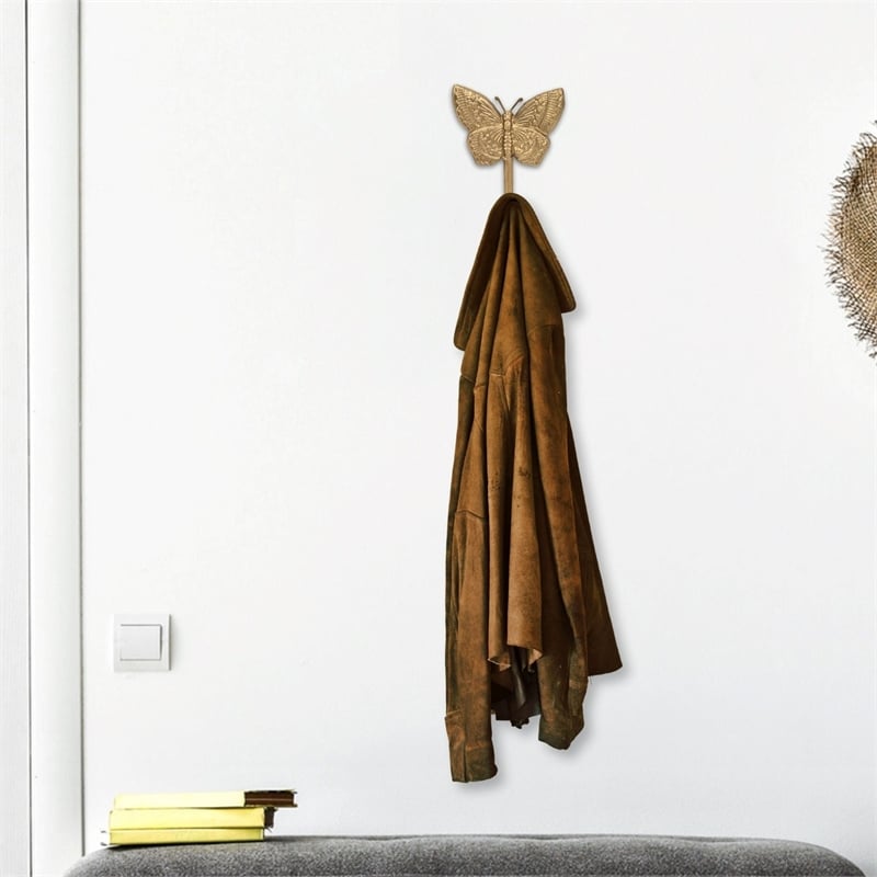 Mythra Golden Butterfly Cast Iron Wall Hook
