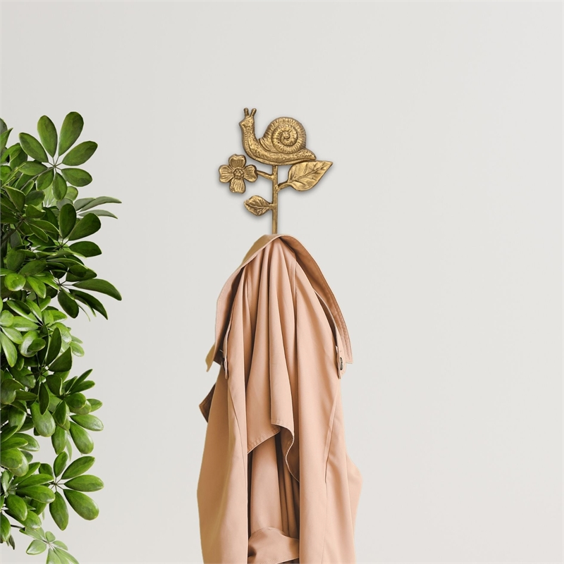 Mythra Golden Snail & Flower Cast Iron Wall Hook