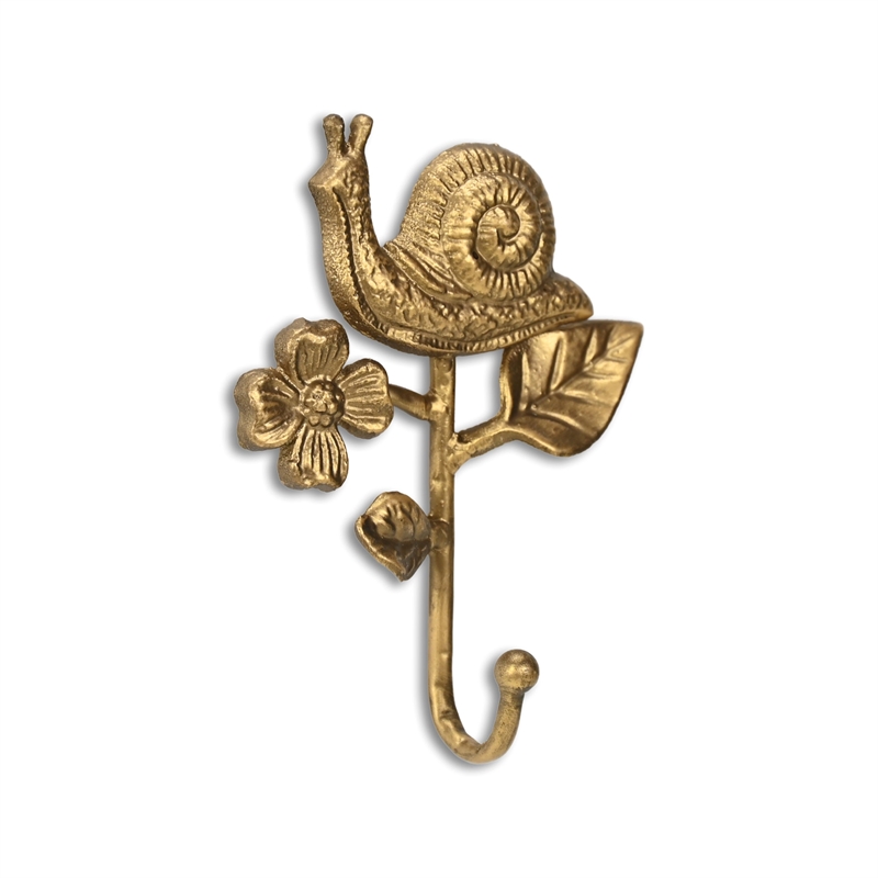 Mythra Golden Snail & Flower Cast Iron Wall Hook