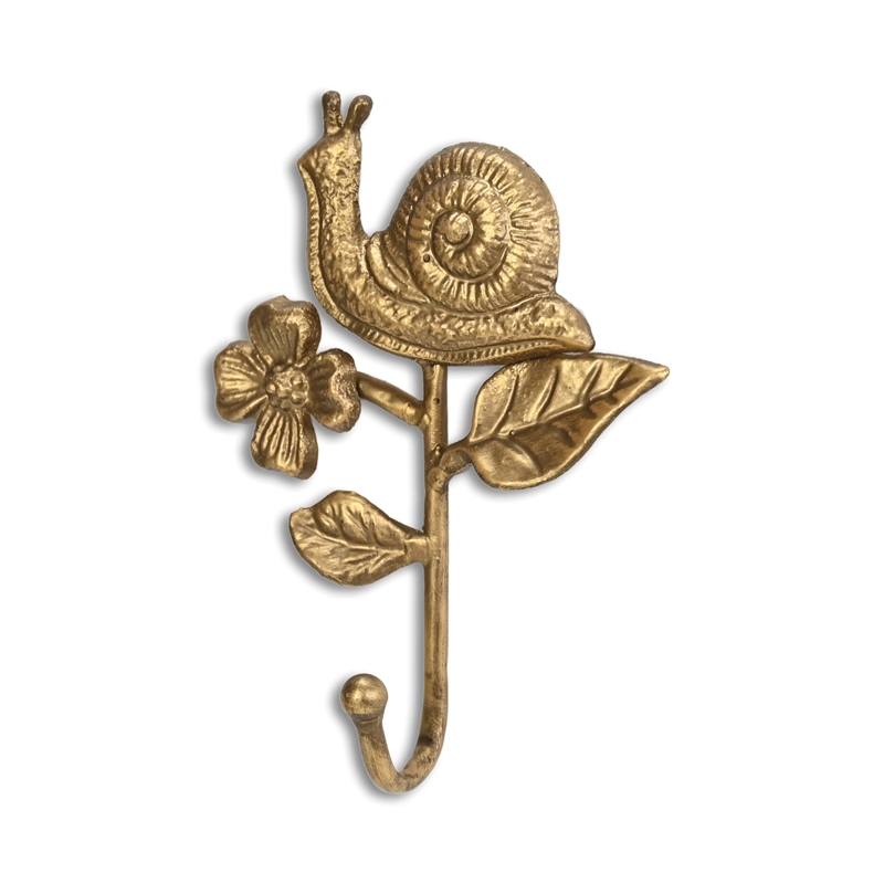 Mythra Golden Snail & Flower Cast Iron Wall Hook