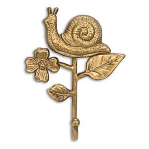 Mythra Golden Snail & Flower Cast Iron Wall Hook
