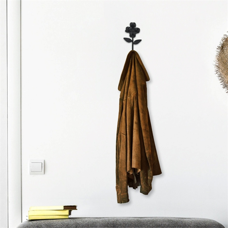 Mythra Black Flower Cast Iron Wall Hook