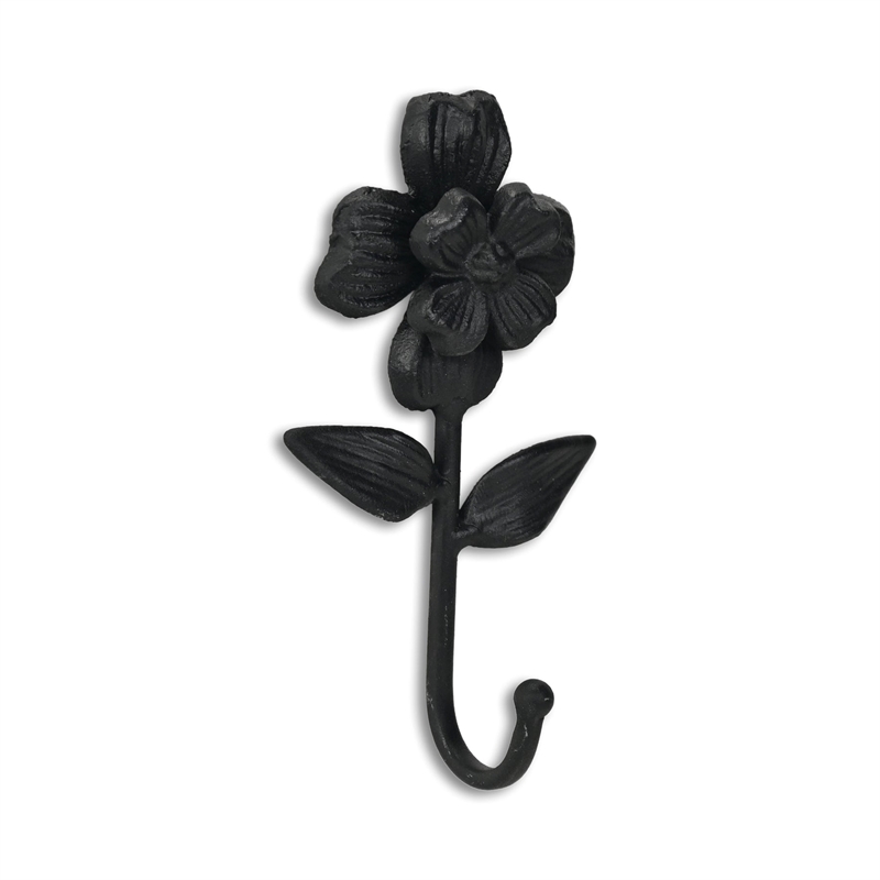 Mythra Black Flower Cast Iron Wall Hook