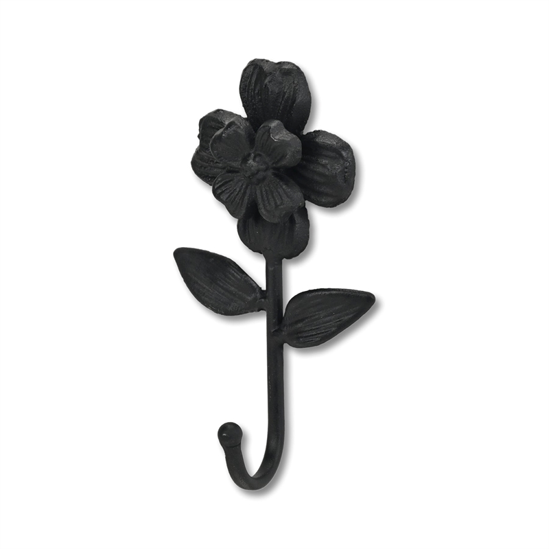 Mythra Black Flower Cast Iron Wall Hook