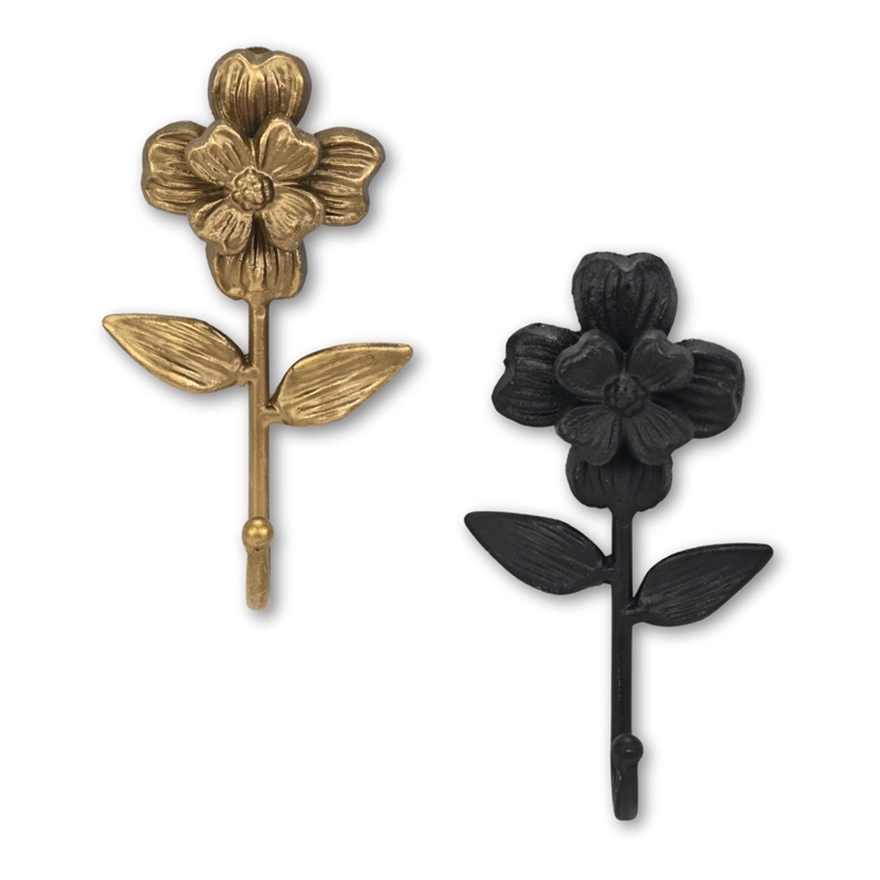Mythra Black Flower Cast Iron Wall Hook