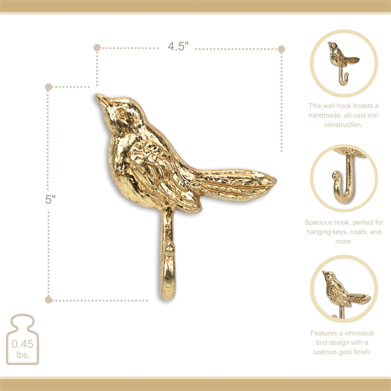 Mythra Golden Swallow Cast Iron Wall Hook