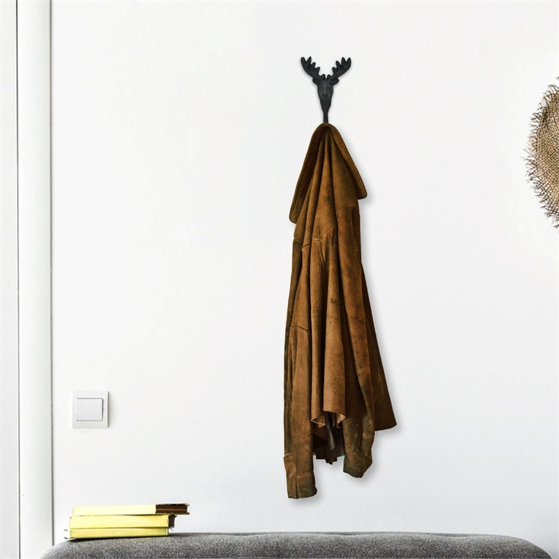 Mythra Black Reindeer Cast Iron Wall Hook