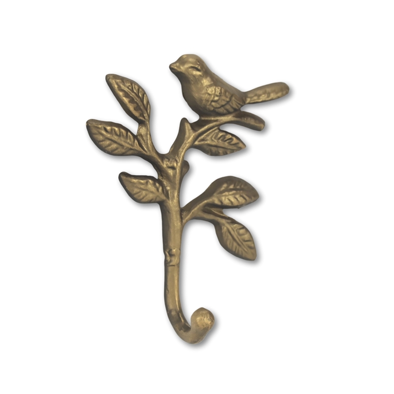 Mythra Golden Perched Swallow Cast Iron Wall Hook