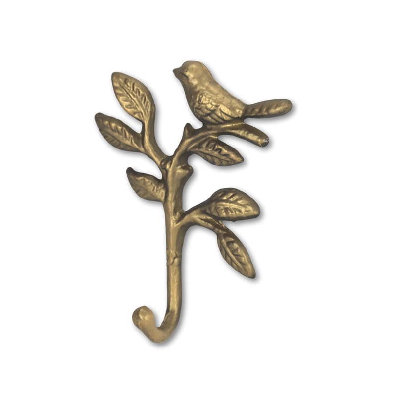 Mythra Golden Perched Swallow Cast Iron Wall Hook