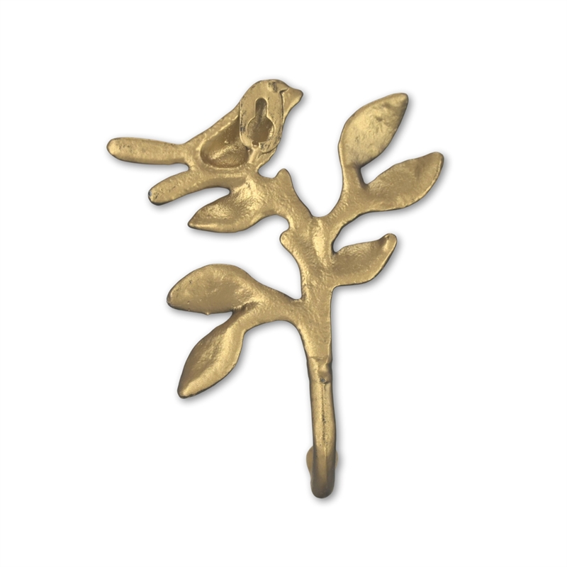 Mythra Golden Perched Swallow Cast Iron Wall Hook