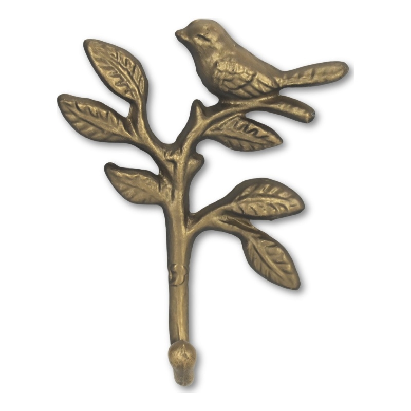 Mythra Golden Perched Swallow Cast Iron Wall Hook