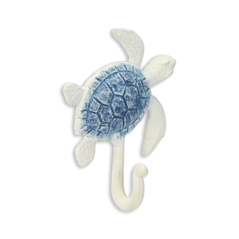 Solva Blue & White Turtle Cast Iron Wall Hook
