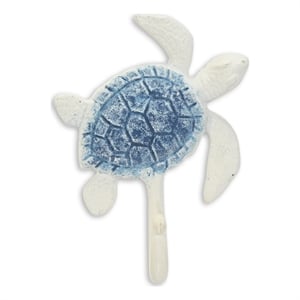 Solva Blue & White Turtle Cast Iron Wall Hook