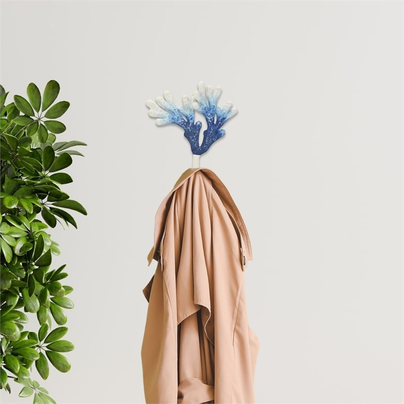 Solva Blue & White Coral Cast Iron Wall Hook