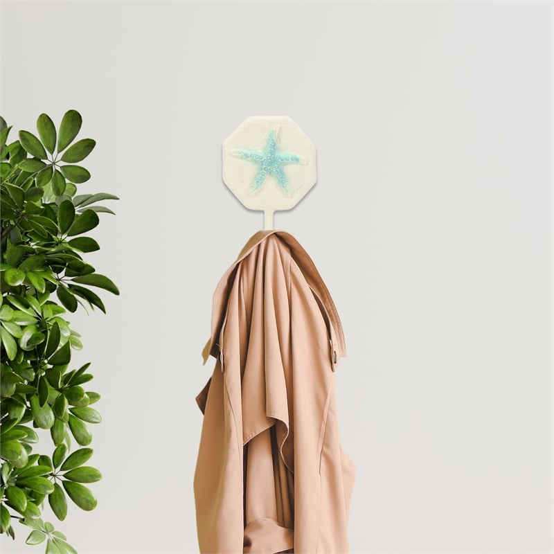 Solva Coastal Colored Starfish Cast Iron Wall Hook
