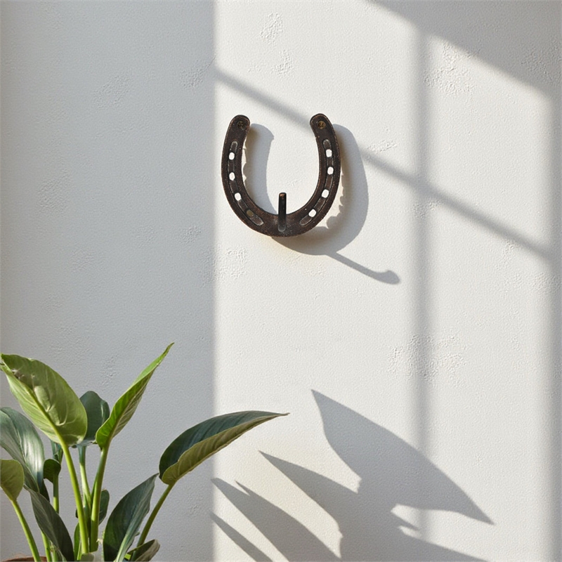 Pecara Horseshoe Themed Cast Iron Wall Hook - Rustic Bronze