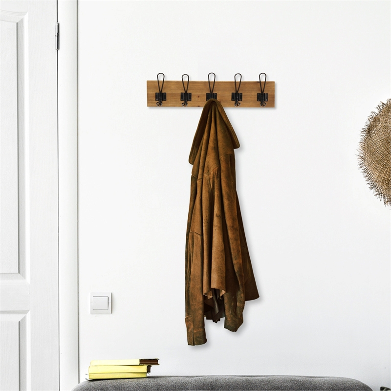 Timelo 5 Hook Wood & Metal Coat Rack