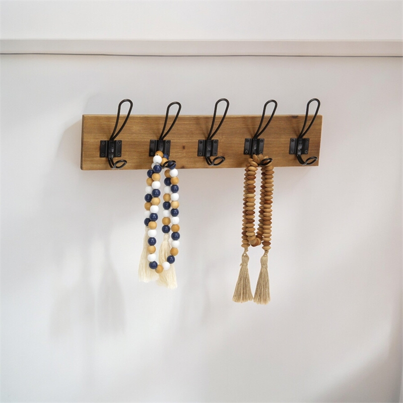 Timelo 5 Hook Wood & Metal Coat Rack