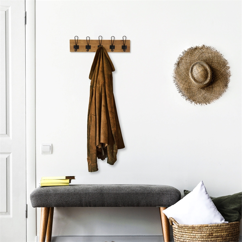 Timelo 5 Hook Wood & Metal Coat Rack