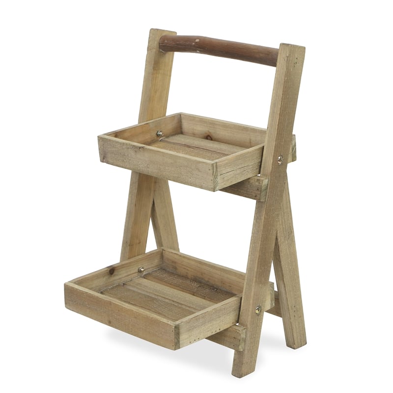 Alari 2 Tier Wood Folding Shelf - Small
