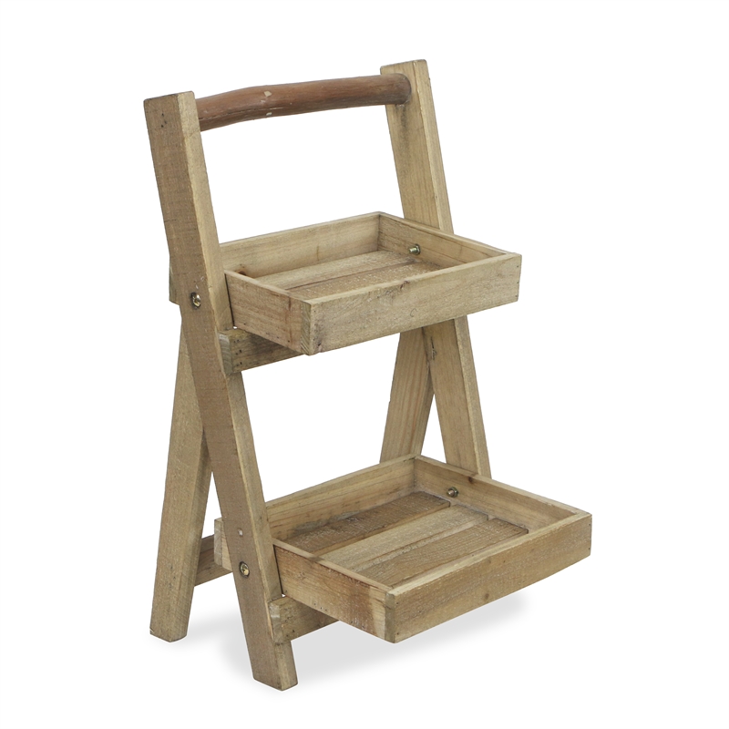 Alari 2 Tier Wood Folding Shelf - Small