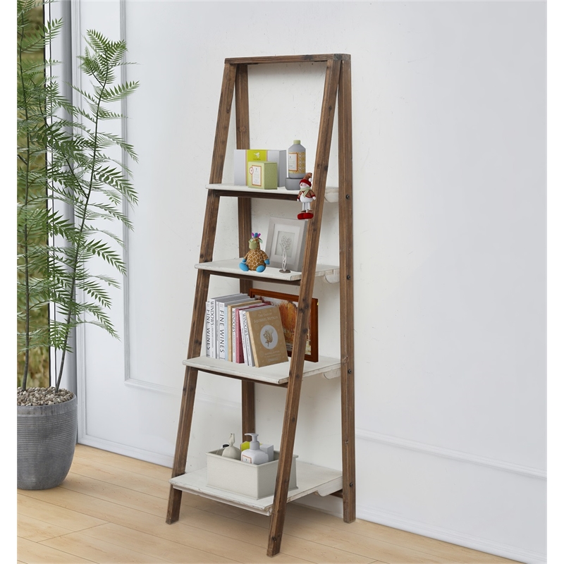 Maison Ferme 4 Tier Foldable Shelf Display with Smooth White Accent