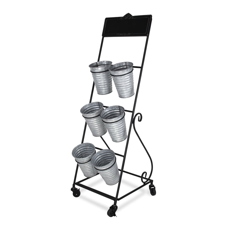 Kalila 6 Pot Metal Rolling Cart - Chalkboard