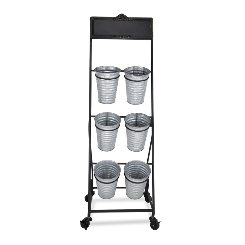 Kalila 6 Pot Metal Rolling Cart - Chalkboard