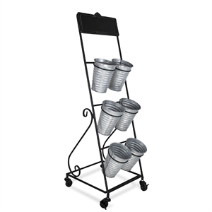 Kalila 6 Pot Metal Rolling Cart - Chalkboard