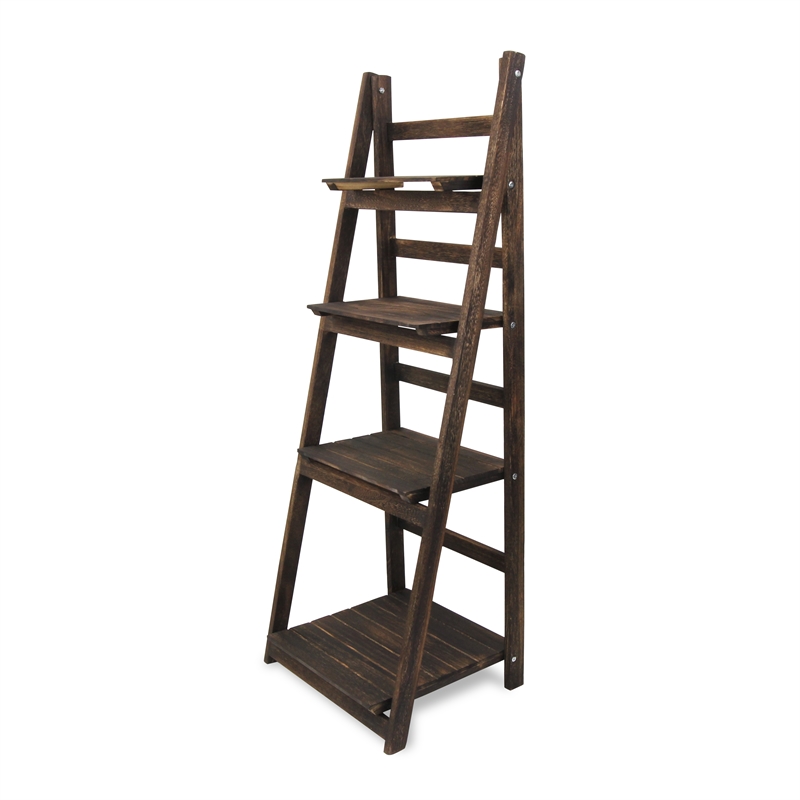 Foxley 4 Tier Folding Wood Shelf - Brown