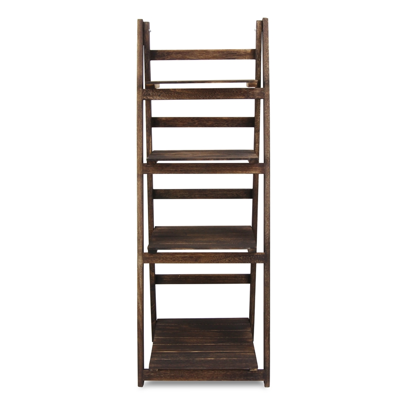 Foxley 4 Tier Folding Wood Shelf - Brown