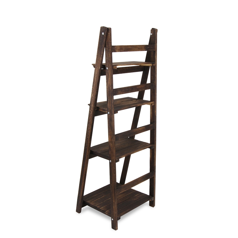 Foxley 4 Tier Folding Wood Shelf - Brown