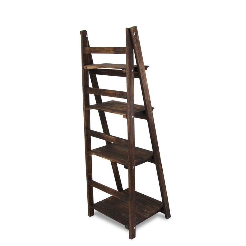 Foxley 4 Tier Folding Wood Shelf - Brown
