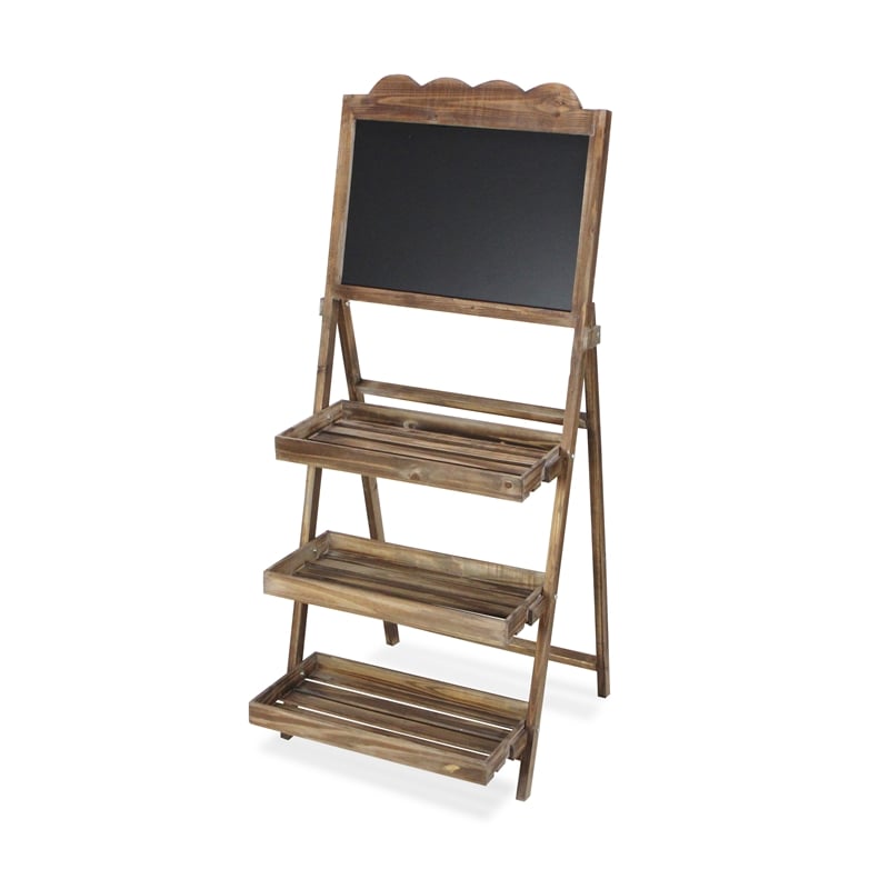 Genna 3 Tier Wood & Chalkboard Folding Shelf