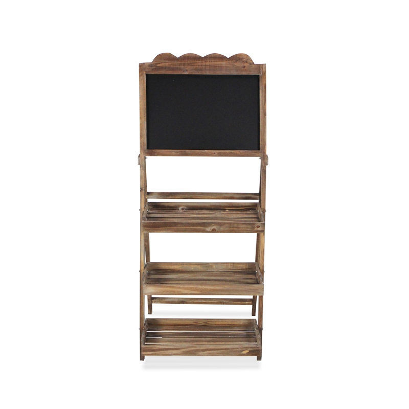 Genna 3 Tier Wood & Chalkboard Folding Shelf