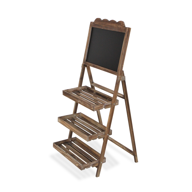 Genna 3 Tier Wood & Chalkboard Folding Shelf