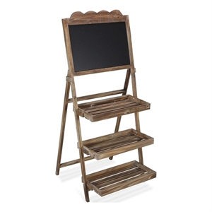Genna 3 Tier Wood & Chalkboard Folding Shelf