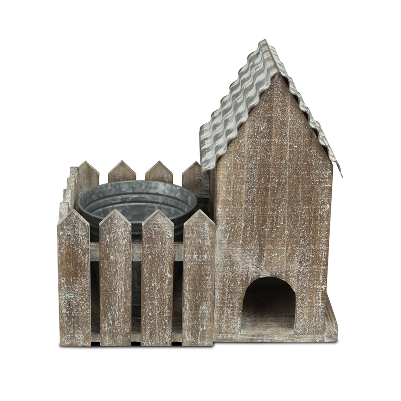 Elwin 2 Story Bird house & Galvanized Pot - Large