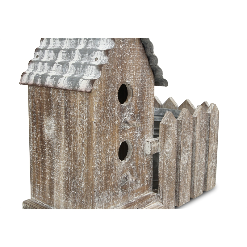 Elwin 2 Story Bird house & Galvanized Pot - Large