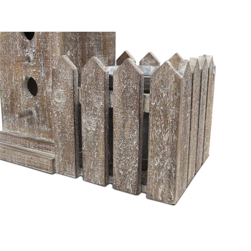 Elwin 2 Story Bird house & Galvanized Pot - Large