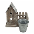 Elwin 2 Story Bird house & Galvanized Pot - Large