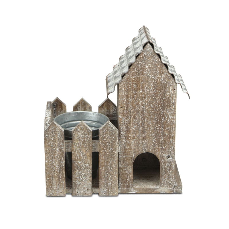 Elwin 2 Story Bird house & Galvanized Pot - Small
